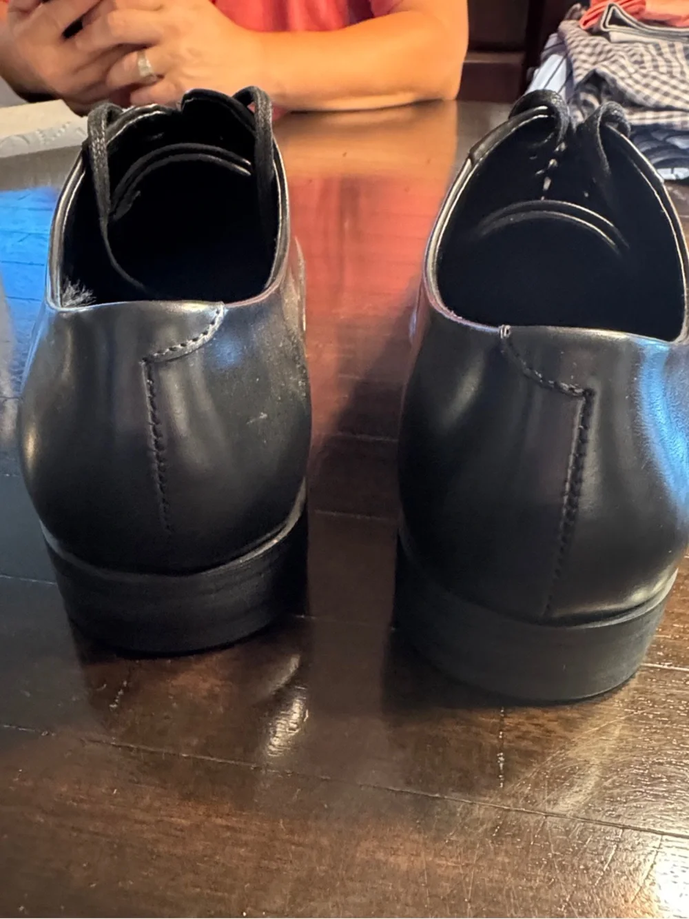 Kenneth Cole Black Leather Cap-Toe Lace-Up Oxfords